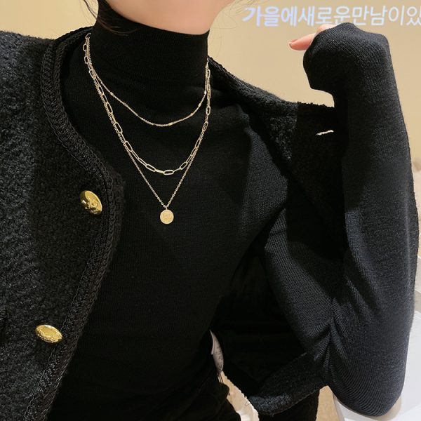 Long Layered Sweater Chain pendant Necklace - Image 2